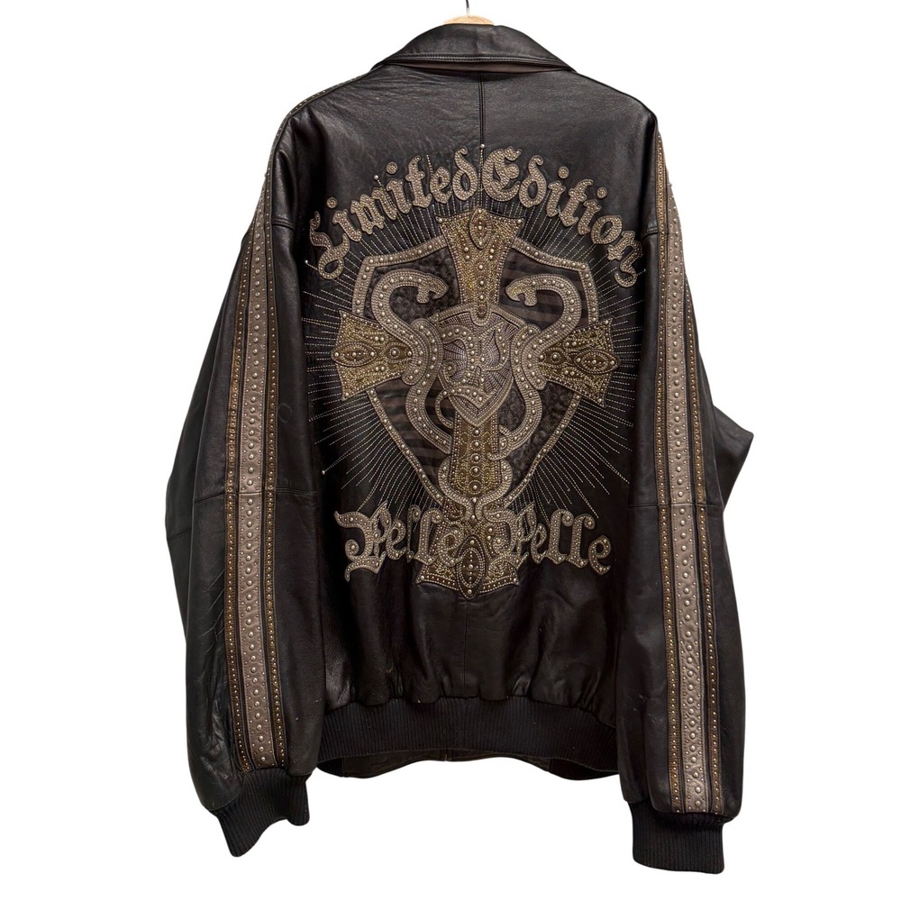 Pelle Pelle Marc Buchanan Limited Edition Leather Jacket Black Studded Mens 60